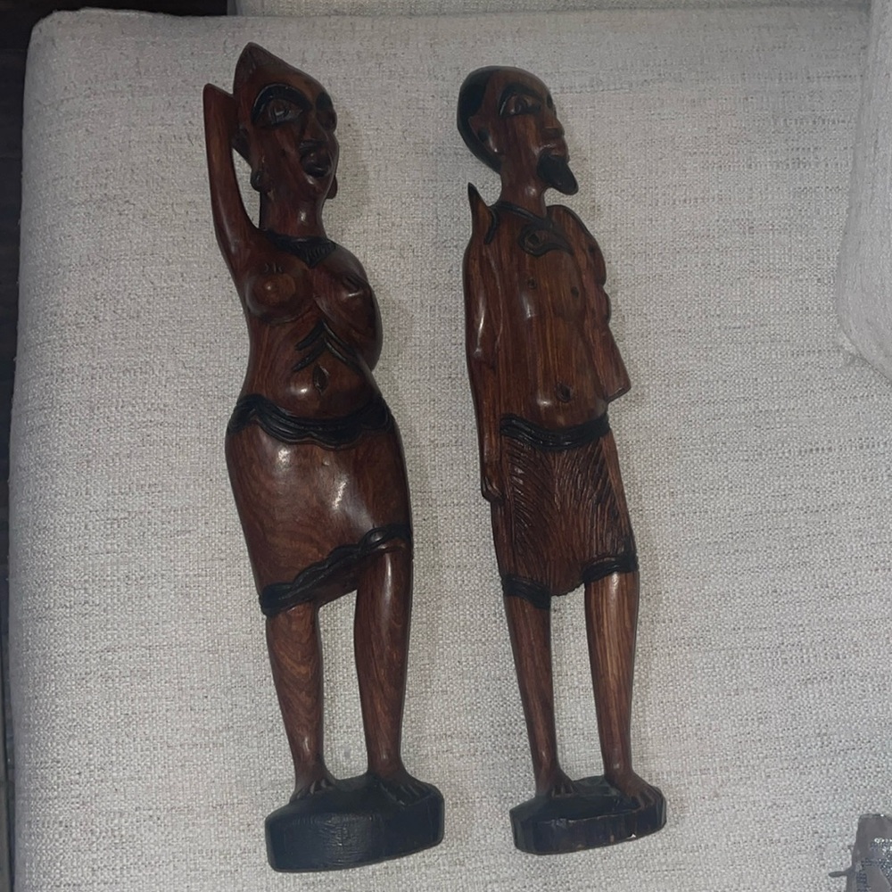 Vintage Handmade African Mahogany Wood figurines